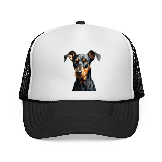 Doberman natural ears Trucker Caps