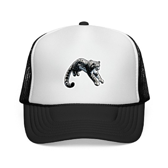 Snow Leopard Leopard White Leopard Trucker Caps