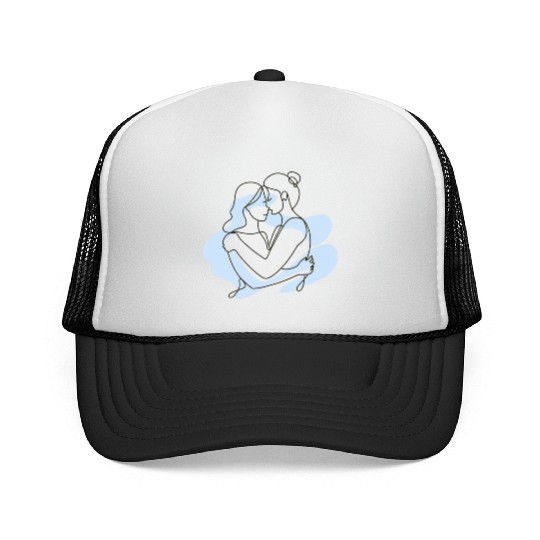 Abstract Line Art Lesbian Couple Trucker Caps