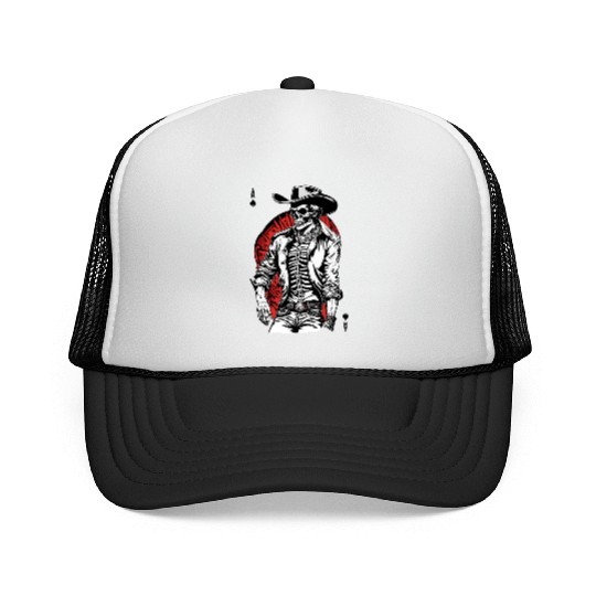 Weird Wild West: Aces High Skeleton Cowboy Trucker Caps