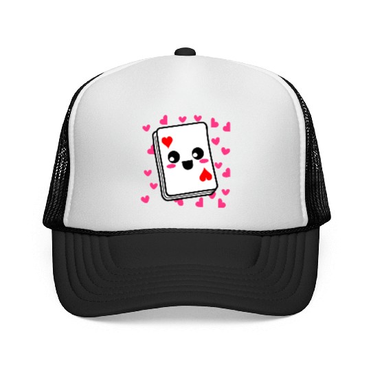 Kawaii Playing Card Hearts Trucker Caps