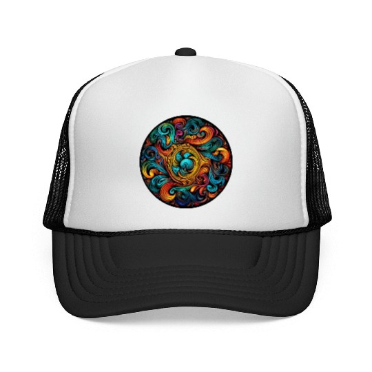 Abstract Spectrum Spiral Trucker Caps