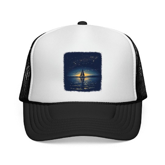 Starry Night Sailing Catamaran Trucker Caps