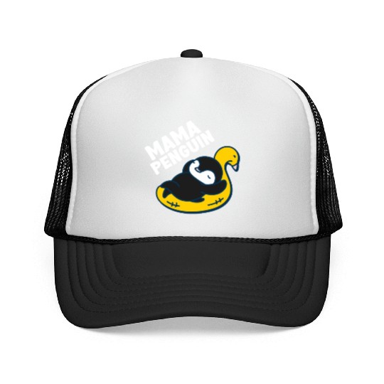 Penguin Mama Flightless Bird Lover Mother's Day Mo Trucker Caps