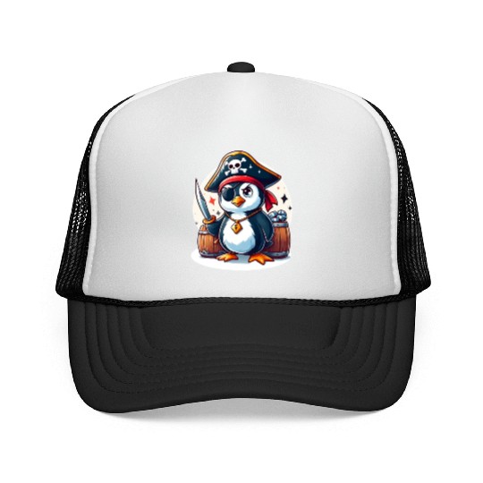 Pirate Penguin Adventure Trucker Caps