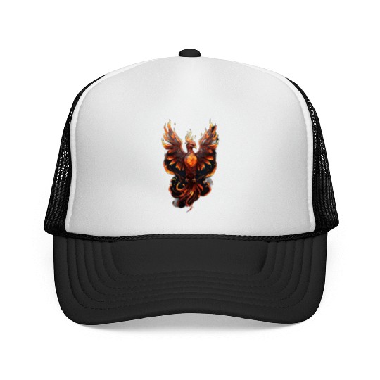 Fiery Phoenix Tattoo Design - Flight of Rebirth Trucker Caps