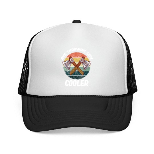 Axe Throwing Girl Cooler Chainsaw Bushcraft Trucker Caps