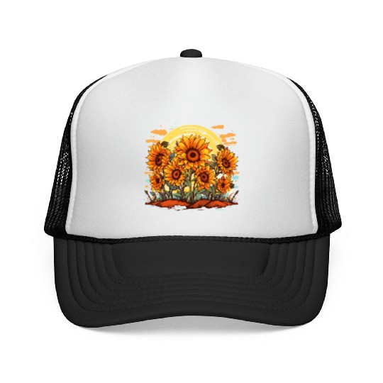 Sunflower Bloom Floral Summer Nature for a Trucker Caps