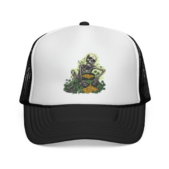 St Patricks Skeleton Pot of Gold Trucker Caps
