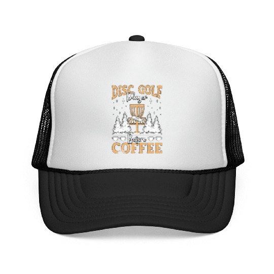 Disc Golf Player Before Flying Disc Coffee Lover Trucker Caps