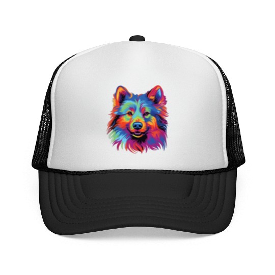 Watercolor Colorful Finnish Lapphund Trucker Caps