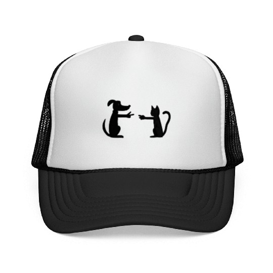 Funny dog and cat Rock-Paper-Scissors Trucker Caps