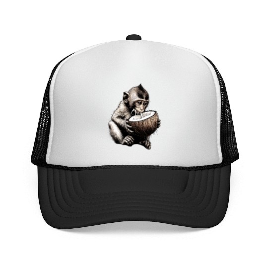 Coconut Milk-Sipping Monkey Trucker Caps