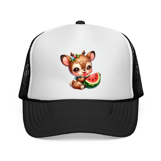 Deer Eating Watermelon Trucker Caps