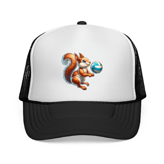 Volleyball Player Squirrel Fun Animal Lover Trucker Caps