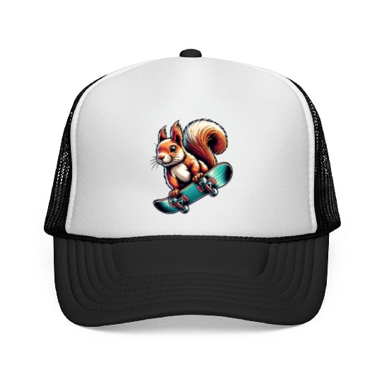 Skateboard Sport Squirrel Nuts Animal Lover Trucker Caps