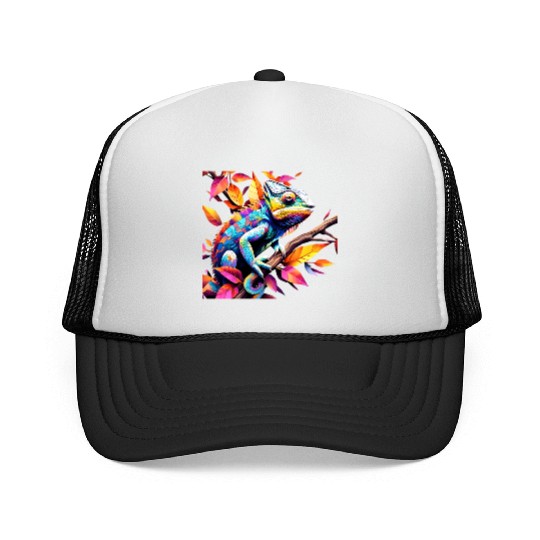 "Kaleidoscopic Chameleon Serenity" Trucker Caps