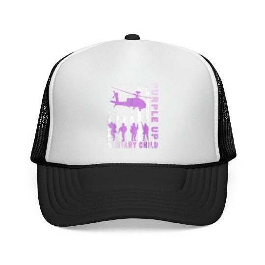 Purple Up For Military Kids Us Soldier Army And Trucker Caps