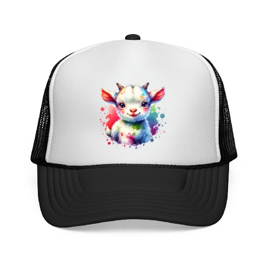 Cute Goat Lover Farm Animal Lamb Enthusiast Design Trucker Caps