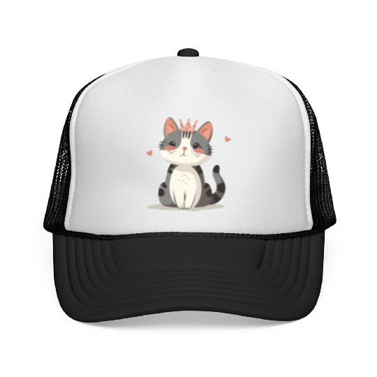 Kawaii Cat Queen and Hearts Trucker Caps