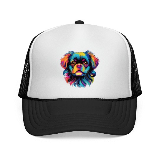 Watercolor Colorful Tibetan Spaniel Trucker Caps