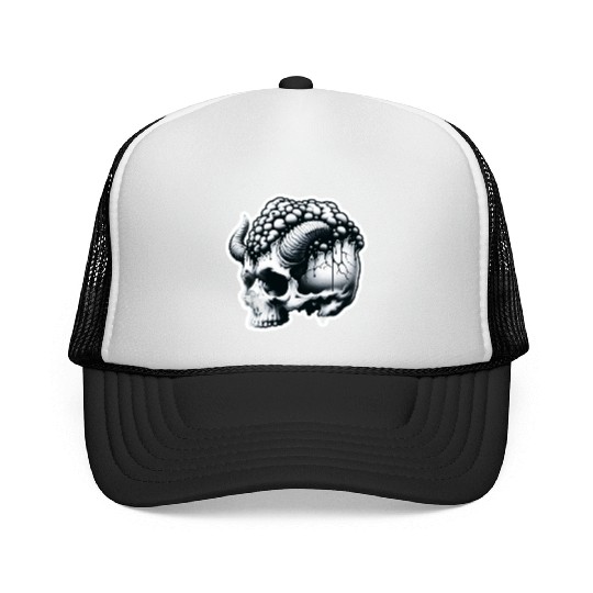 Shadowed Haunt: Halloween Skull Trucker Caps