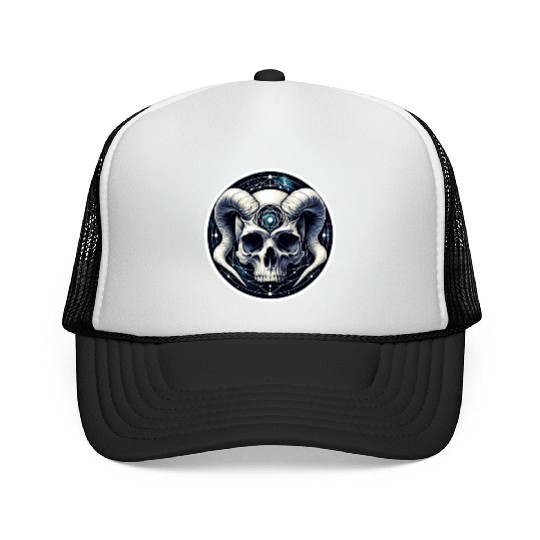 Cosmic Nirvana Serenity: Horned Skull Trucker Caps
