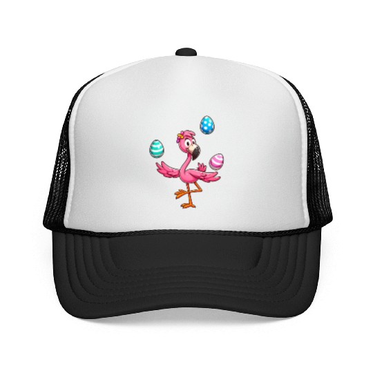 Flamingo Juggler with Easter Eggs Celebration Trucker Caps