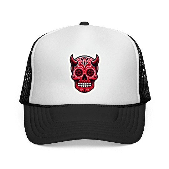 Adventurous Spirit: Daredevil Sugar Skull Trucker Caps
