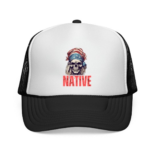 Native American Headpiece Native American Skull Trucker Caps
