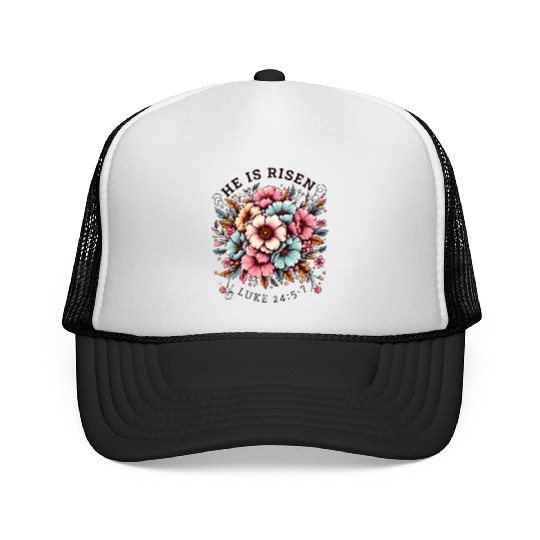 He is Risen Floral Easter Christian Duo Trucker Caps