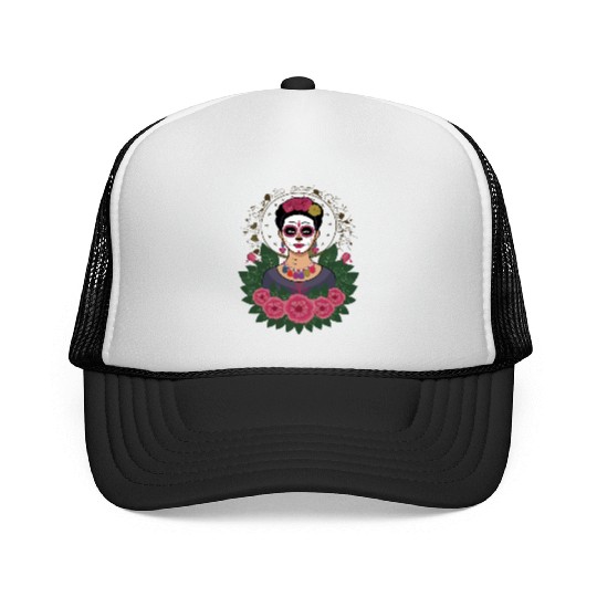 Frida Kahlo Day of the Dead Trucker Caps