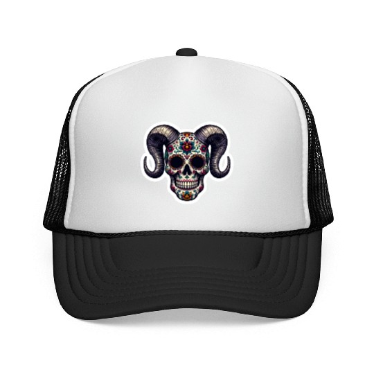 Enchanted Horns: Sugar Skull- Sugar Skull Trucker Caps