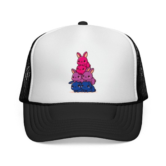 Bunnies Bi Flag Pride Month Cute Bunnies Trucker Caps