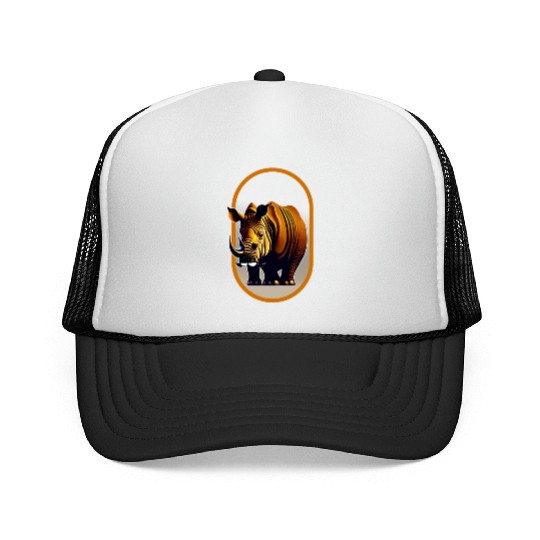Javan Rhinoceros Illustration Trucker Caps