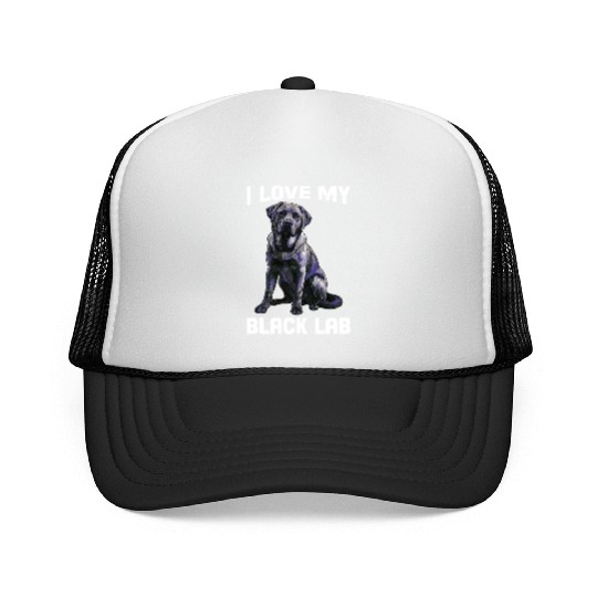 Labrador Lover I LOVE MY BLACK LAB Black Trucker Caps