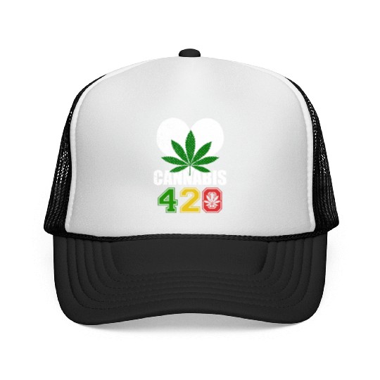 Sidesplitting 420 Love Herb Weed Marijuana Design Trucker Caps