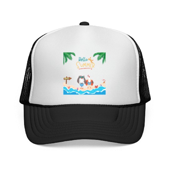 beach lobster Trucker Caps