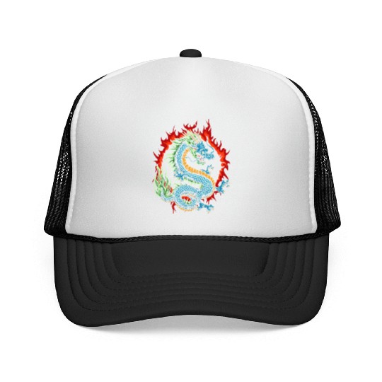 Angry Japanese Dragon Trucker Caps