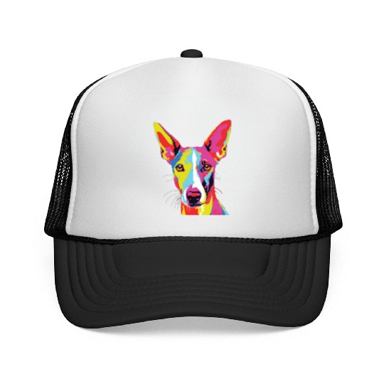 Watercolor Colorful Ibizan Hound Trucker Caps