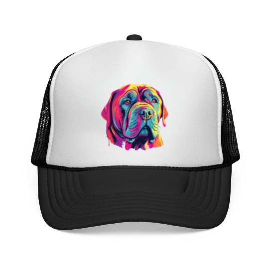 Watercolor Colorful Neapolitan Mastiff Trucker Caps