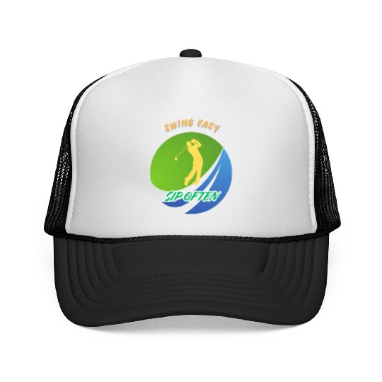Swing Easy, Sip Often. Funny golf beer Trucker Caps