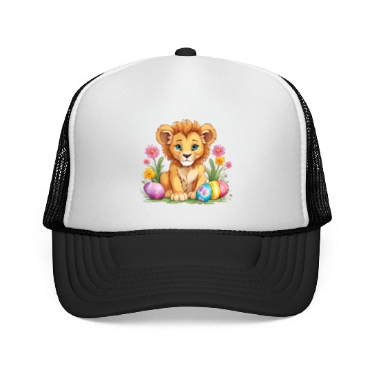 Easter Lion: Vibrant & Adorable Spring Design Trucker Caps