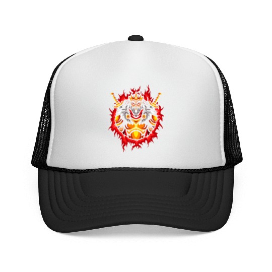 Monarch With Halftone Fire Background Trucker Caps