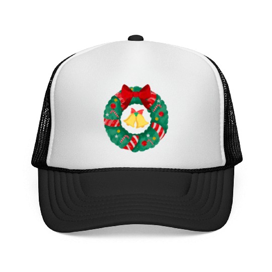 Christmas Wreath with Bells Trucker Caps