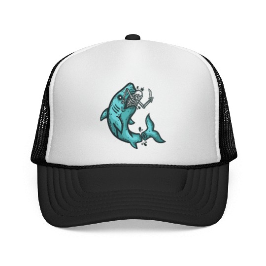 shark skull Trucker Caps