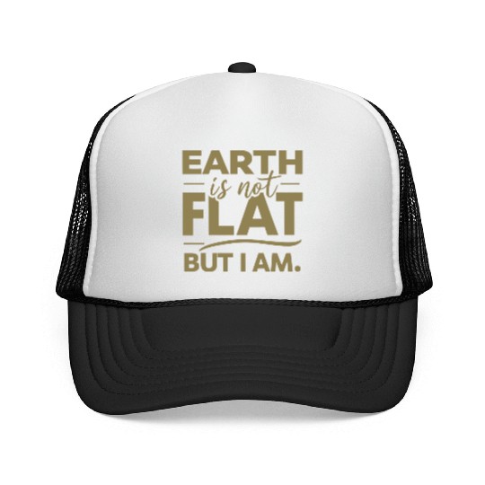 Flat Earth Satire Ironic Jokes Trucker Caps
