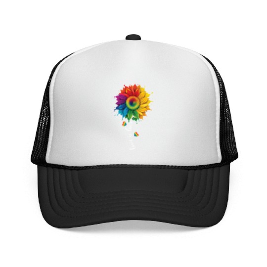 Love Is Love LGBTQ Rainbow Sunflower Gay Pride Trucker Caps
