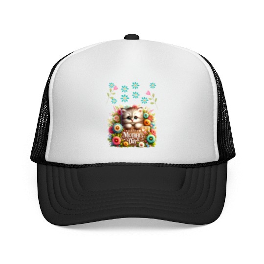 Happy Mothers Day Cute Baby Kitten Trucker Caps
