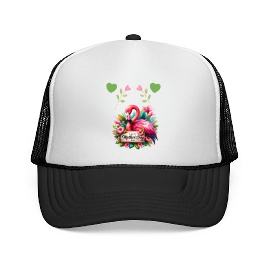 Happy Mothers Day Pink Baby Flamingo Trucker Caps